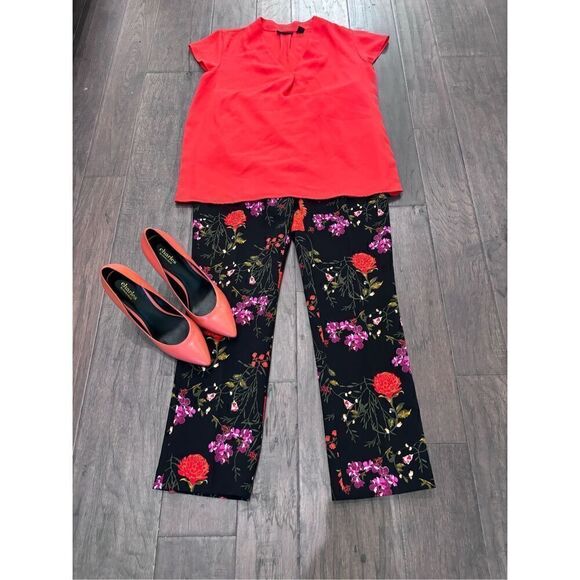 HALOGEN Red/Orange Sleeveless V Neck Top Sz S Like New - Picture 7 of 7